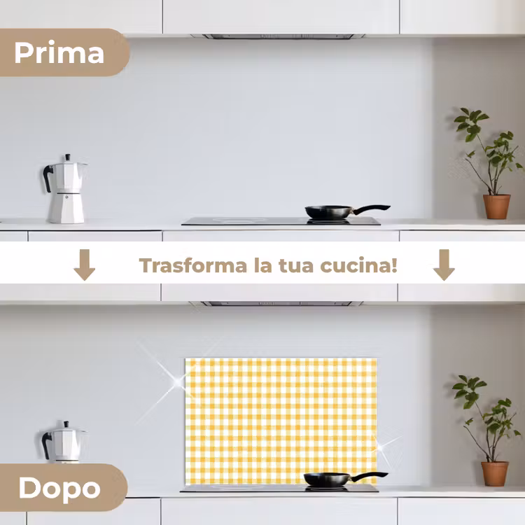 Paraschizzi cucina - Rombi - Gingham - Classico - Giallo e bianco — 7