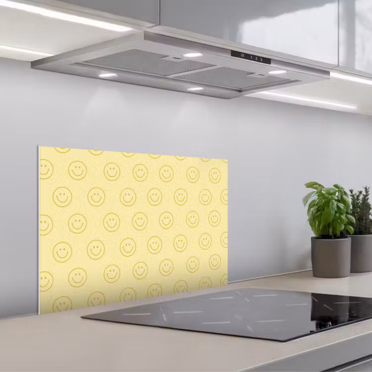Paraschizzi cucina - Smiley - Motivo - Retrò - Giallo tenue — 1