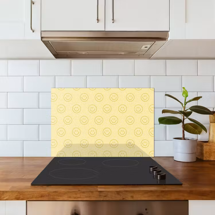 Paraschizzi cucina - Smiley - Motivo - Retrò - Giallo tenue — 3