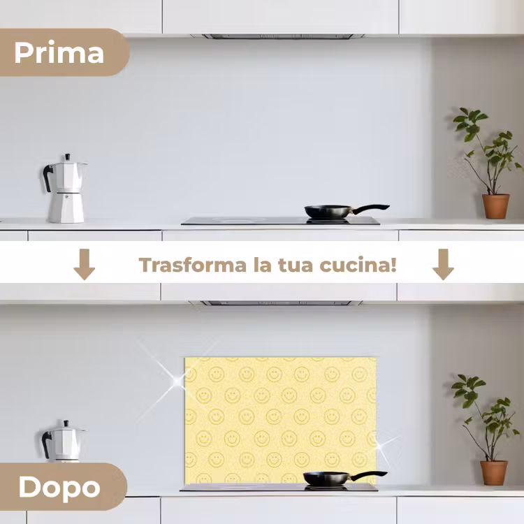 Paraschizzi cucina - Smiley - Motivo - Retrò - Giallo tenue — 7