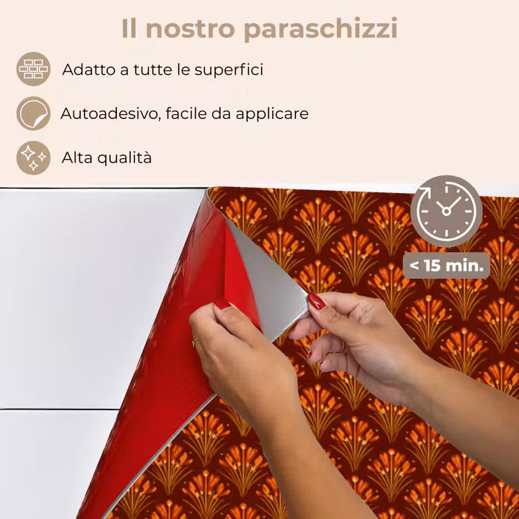 Paraschizzi cucina - Ventioli - Art Déco - Botanico - Marrone ruggine - Arancione — 4