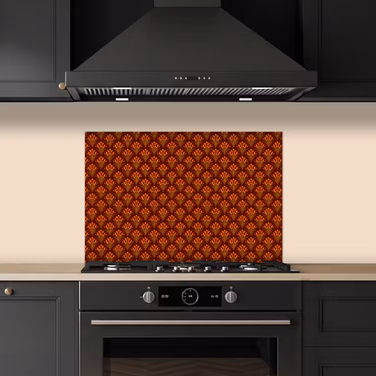 Paraschizzi cucina - Ventioli - Art Déco - Botanico - Marrone ruggine - Arancione — 5