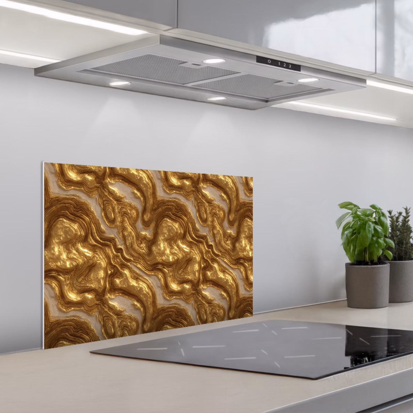 Paraschizzi cucina - Onde - Organico - Oro - Crema — 1