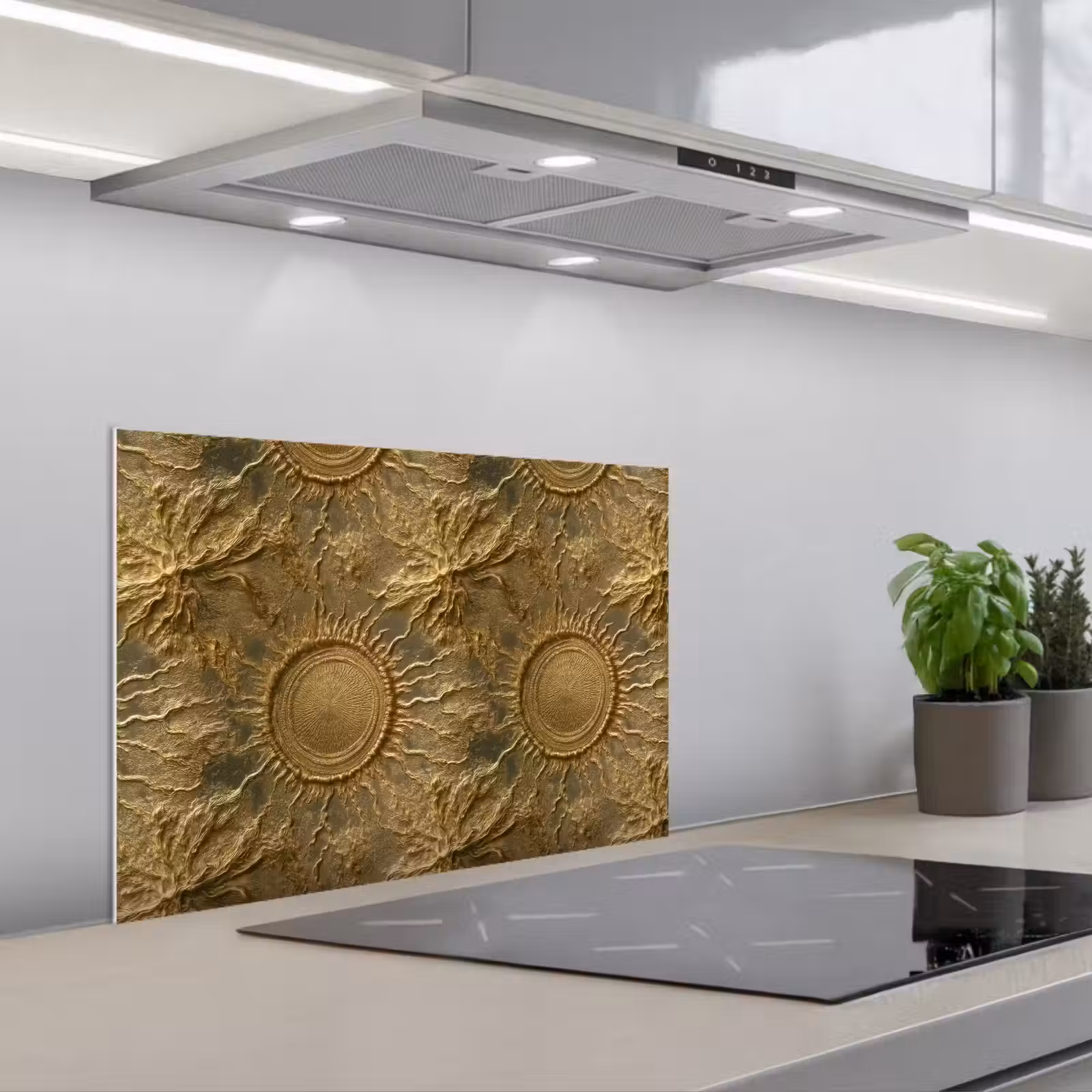 Paraschizzi cucina - Sole - Rilievo - Antico - Oro — 1
