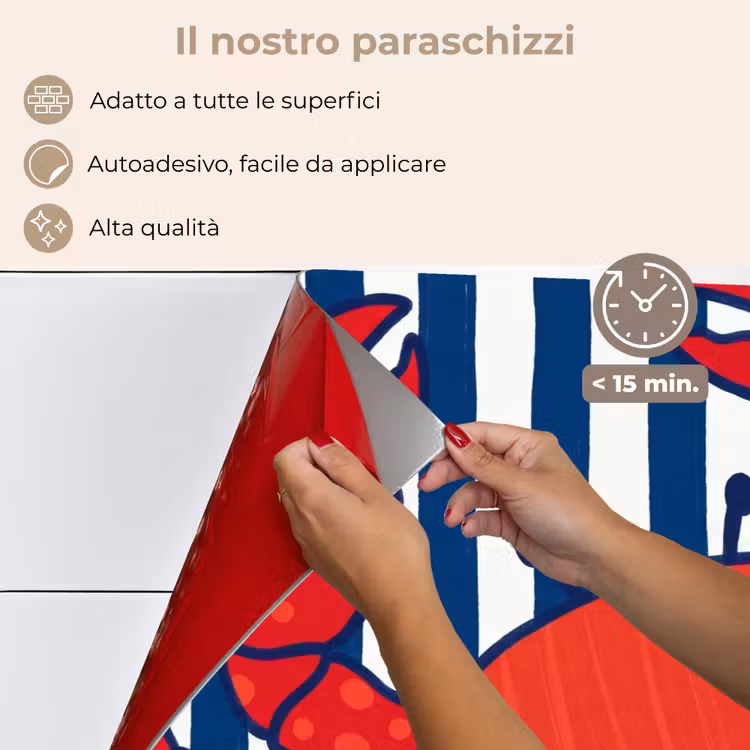 Paraschizzi cucina - Granchio - Strisce - Vita marina - Illustrazione - Rosso — 4