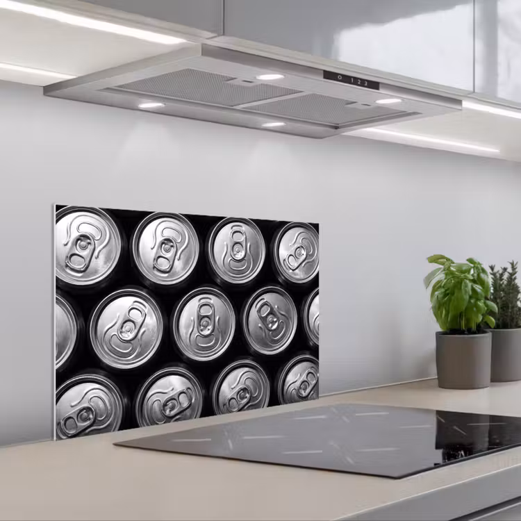 Paraschizzi cucina - Lattine - Alluminio - Motivo - Stile industriale - Argento — 1