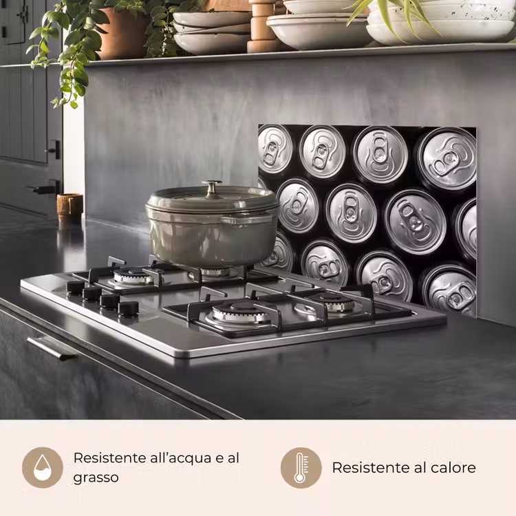 Paraschizzi cucina - Lattine - Alluminio - Motivo - Stile industriale - Argento — 2