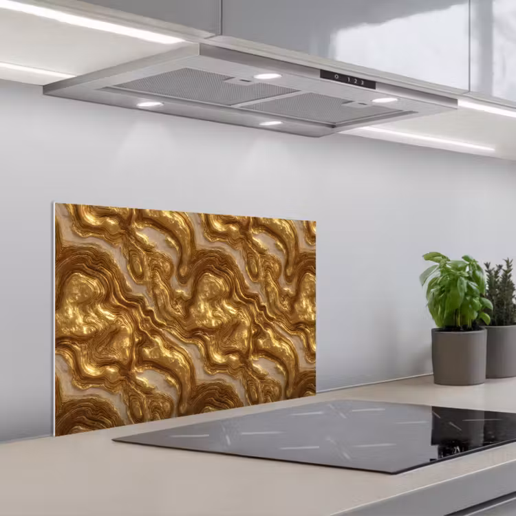 Paraschizzi cucina - Onde - Organico - Oro - Crema — 1
