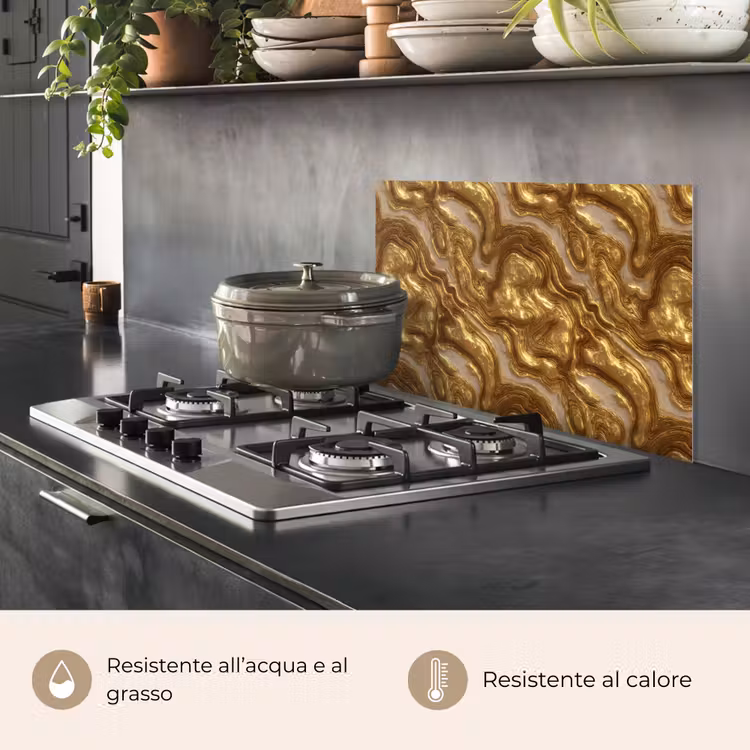 Paraschizzi cucina - Onde - Organico - Oro - Crema — 2