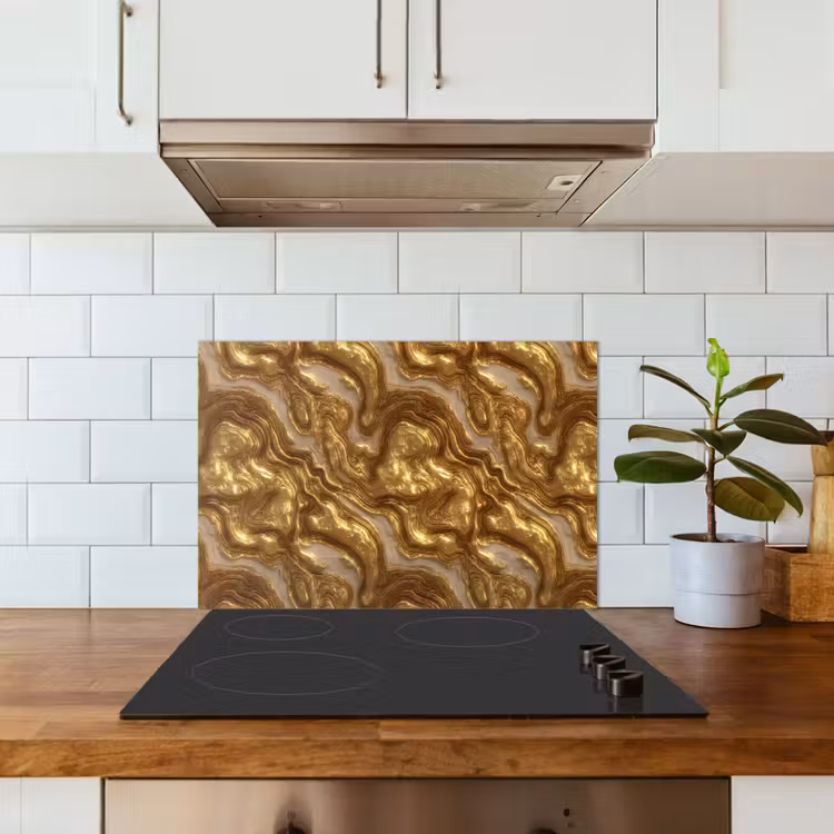 Paraschizzi cucina - Onde - Organico - Oro - Crema — 3
