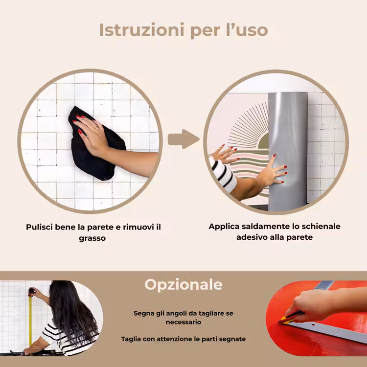 Paraschizzi cucina - Sole - Mare - Astratto - Moderno - Rosa — 6