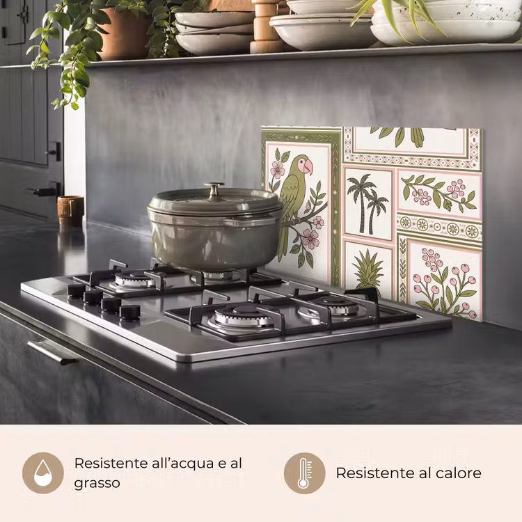 Paraschizzi cucina - Uccello - Tropicale - Motivo - Decorativo - Verde — 2
