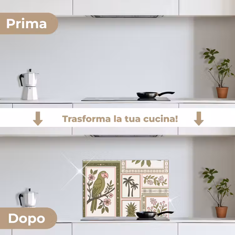 Paraschizzi cucina - Uccello - Tropicale - Motivo - Decorativo - Verde — 7