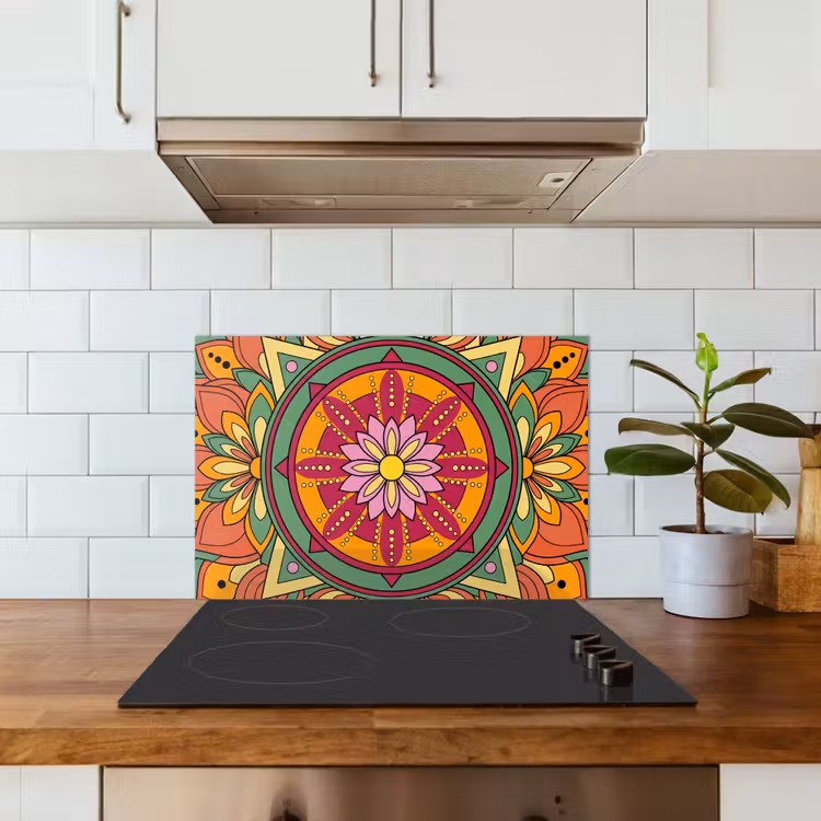 Paraschizzi cucina - Mandala - Fiori - Astratto - Colorato — 3