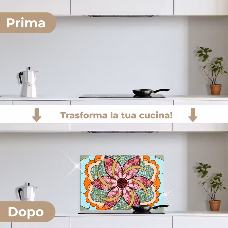 Paraschizzi cucina - Mandala - Geometrico - Arte - Decorativo - Colorato — 7