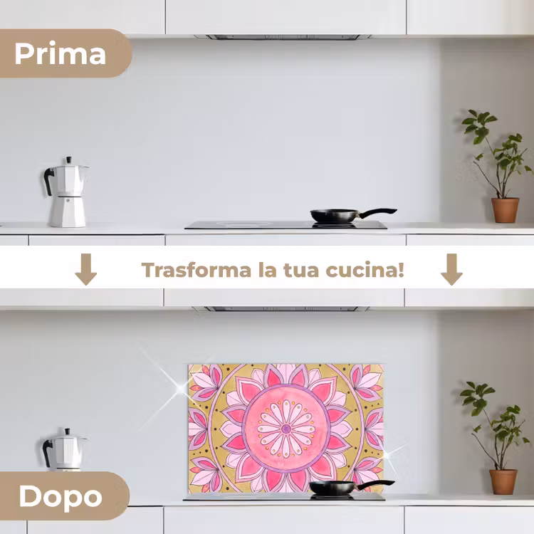 Paraschizzi cucina - Mandala - Motivo - Arte - Acquerello - Rosa — 7