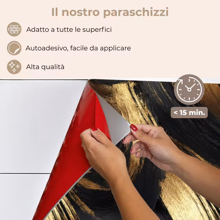 Paraschizzi cucina - Pennellate - Astratto - Oro - Nero — 4