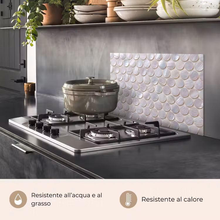 Paraschizzi cucina - Motivo - Cerchi - Astratto - Moderno - Bianco — 2