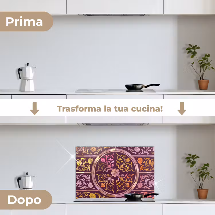 Paraschizzi cucina - Motivo - Floreale - Orientale - Viola - Oro — 7