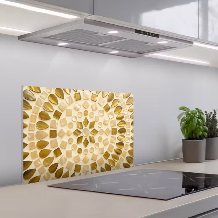 Paraschizzi cucina - Motivo - Forme - Mosaico - Astratto - Oro — 1