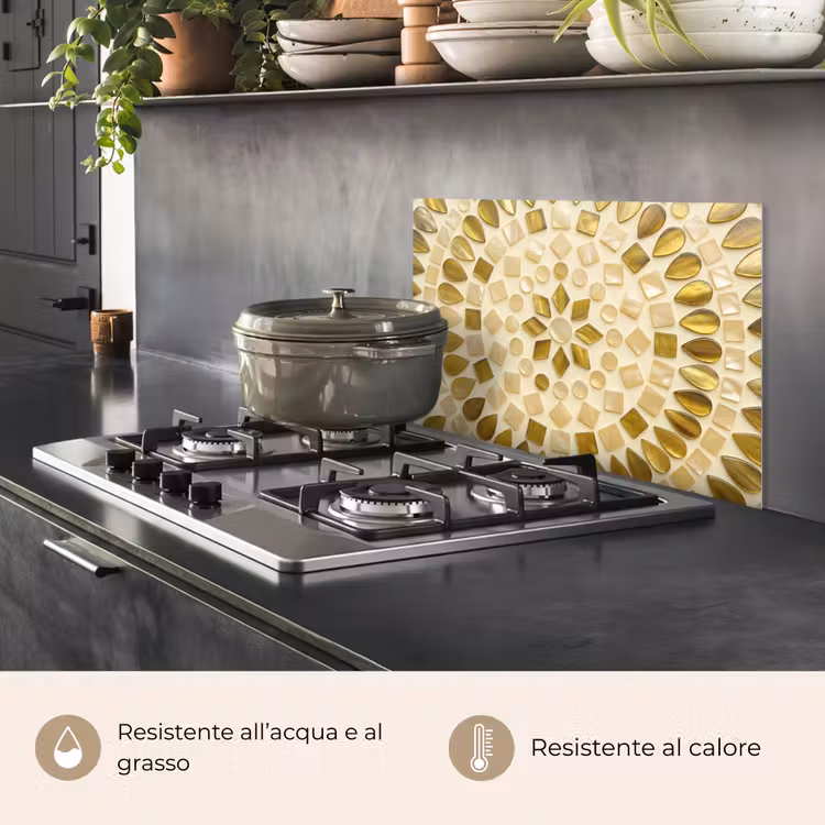 Paraschizzi cucina - Motivo - Forme - Mosaico - Astratto - Oro — 2