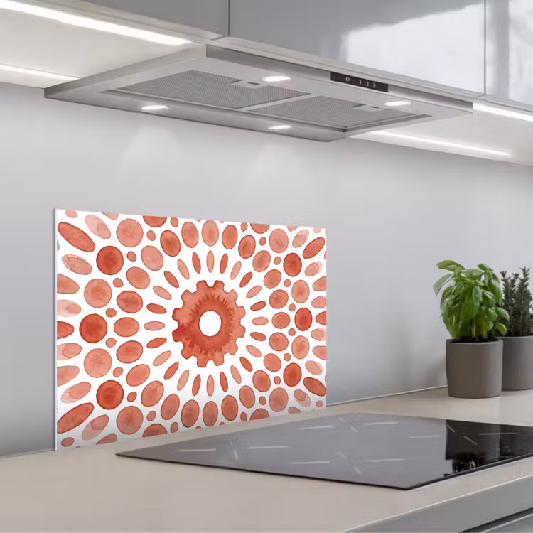 Paraschizzi cucina - Motivo - Cerchi - Astratto - Moderno - Rosso — 1