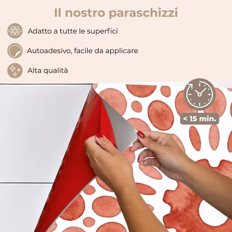 Paraschizzi cucina - Motivo - Cerchi - Astratto - Moderno - Rosso — 4
