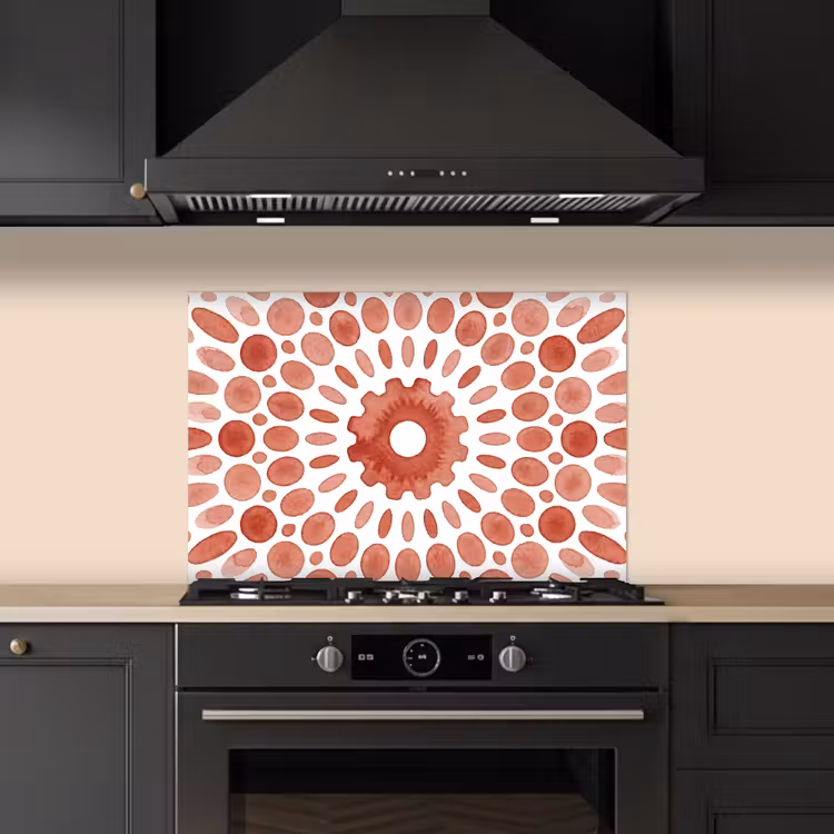 Paraschizzi cucina - Motivo - Cerchi - Astratto - Moderno - Rosso — 5