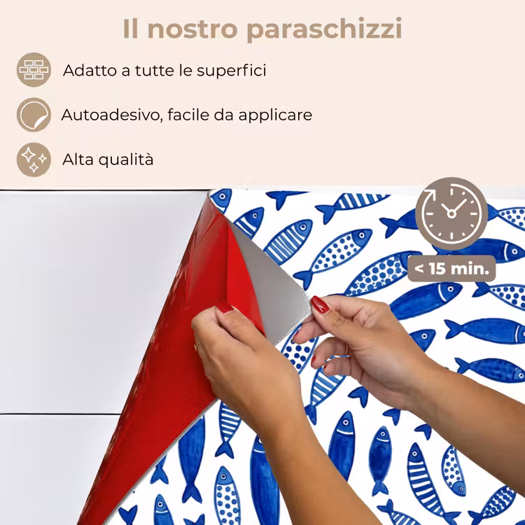 Paraschizzi cucina - Pesci - Motivo - Sott'acqua - Astratto - Blu — 4