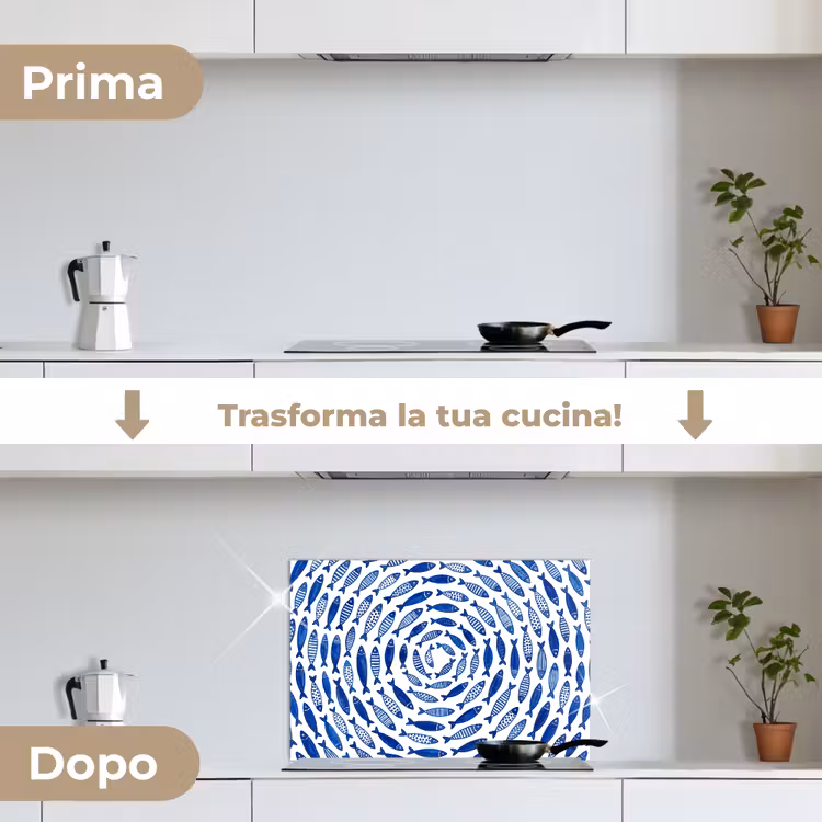 Paraschizzi cucina - Pesci - Motivo - Sott'acqua - Astratto - Blu — 7