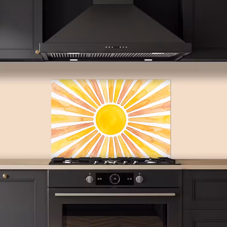 Paraschizzi cucina - Sole - Raggi - Acquerello - Giallo - Astratto — 5