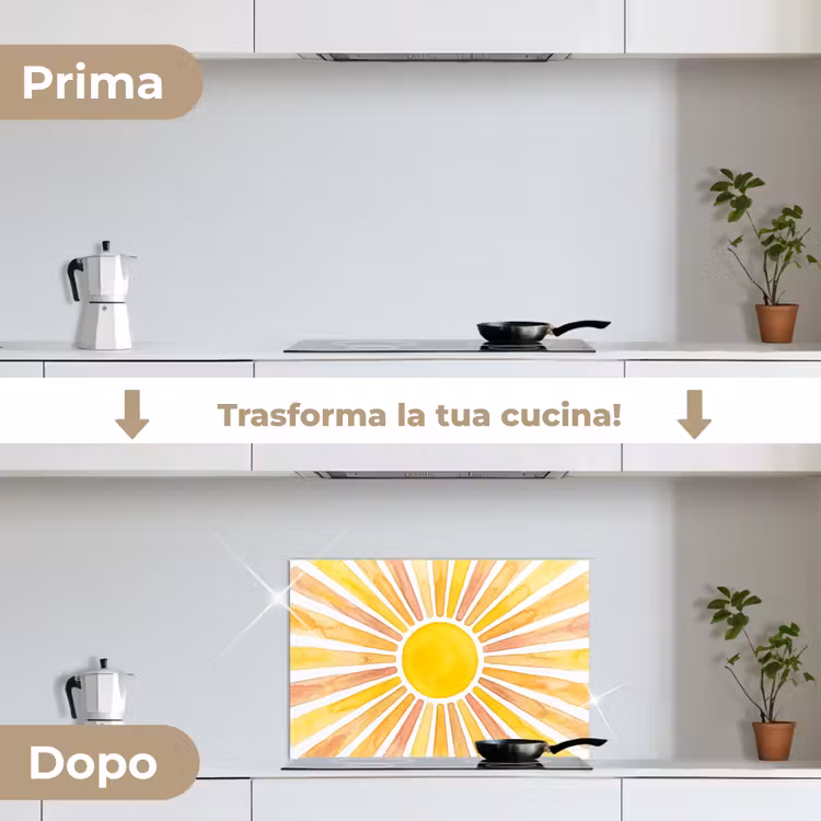 Paraschizzi cucina - Sole - Raggi - Acquerello - Giallo - Astratto — 7