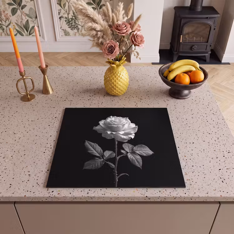 Protezione piano induzione - Rosa - Bianco e nero - Fiore — 3