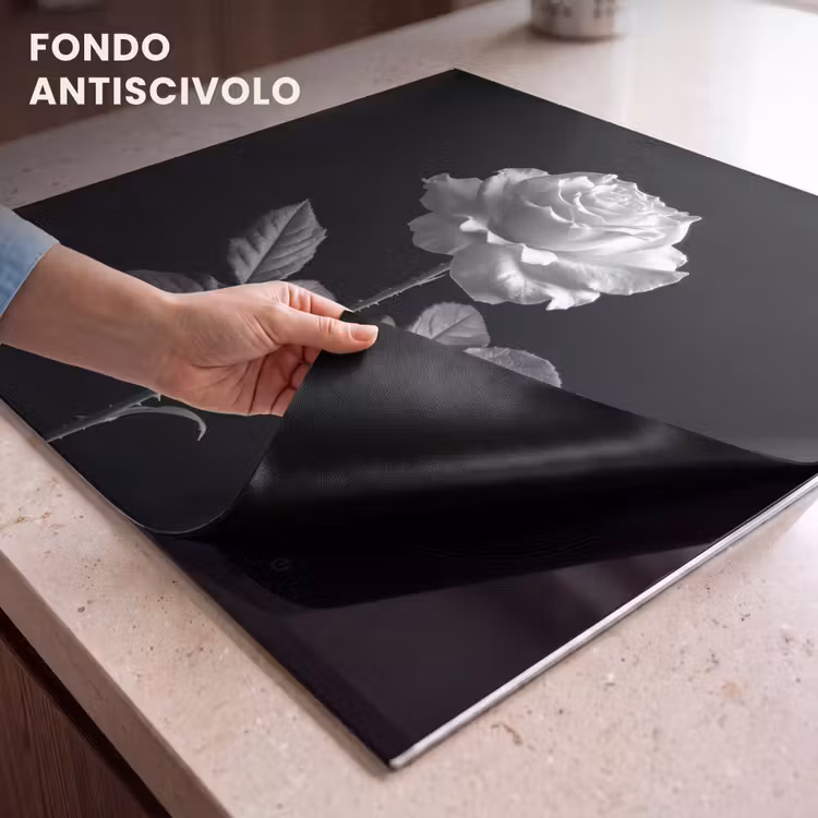 Protezione piano induzione - Rosa - Bianco e nero - Fiore — 6