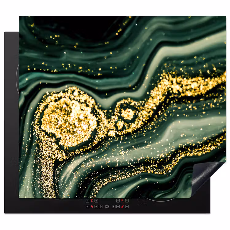 Protezione piano induzione - Tempesta d'oro su marmo verde — 1