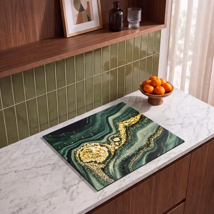 Protezione piano induzione - Tempesta d'oro su marmo verde — 4