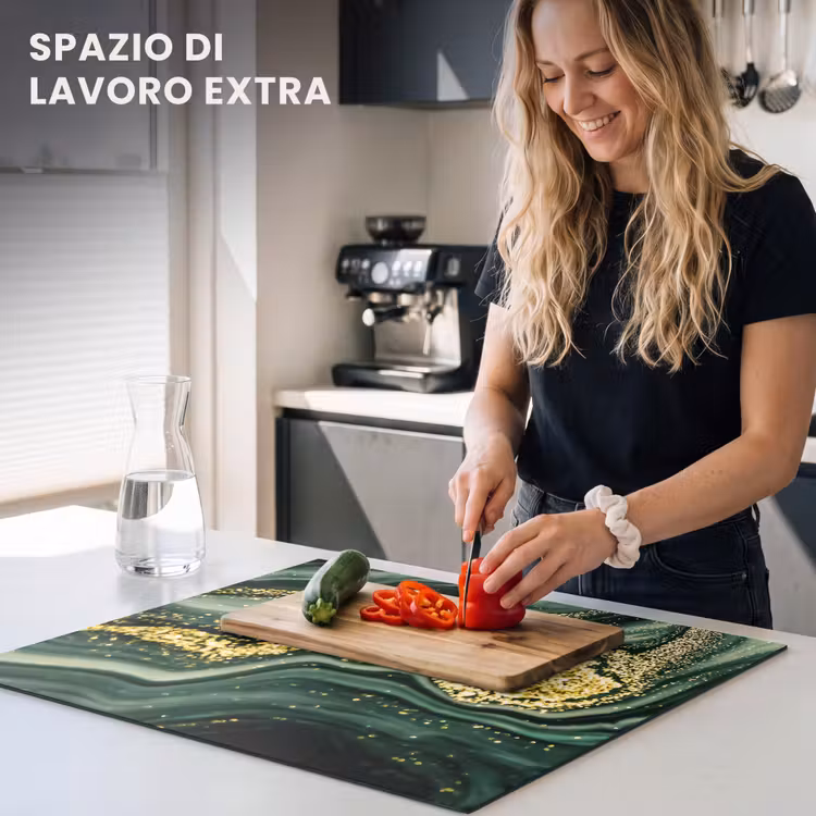 Protezione piano induzione - Tempesta d'oro su marmo verde — 5