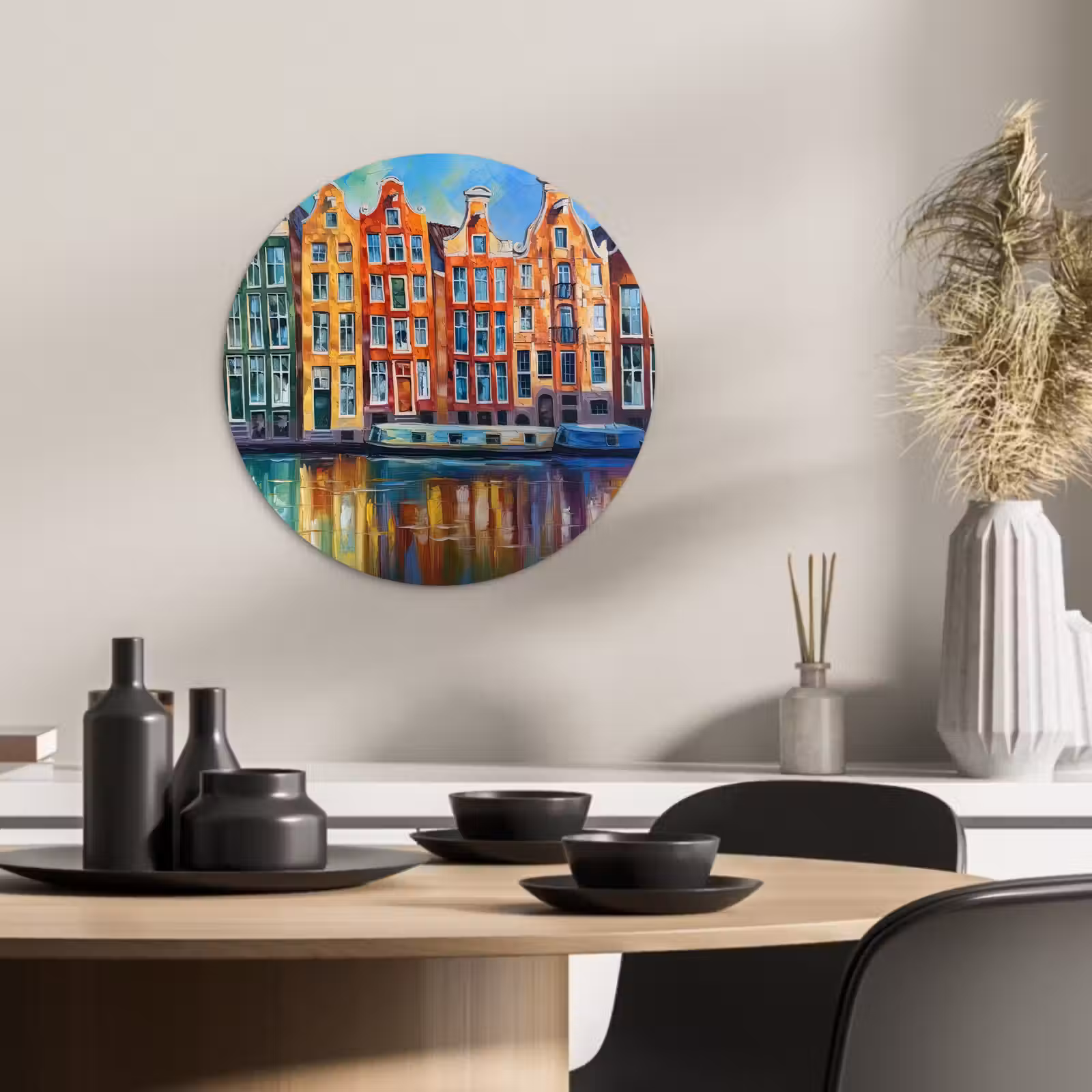 Quadro rotondo - Case sul canale di Amsterdam — 1