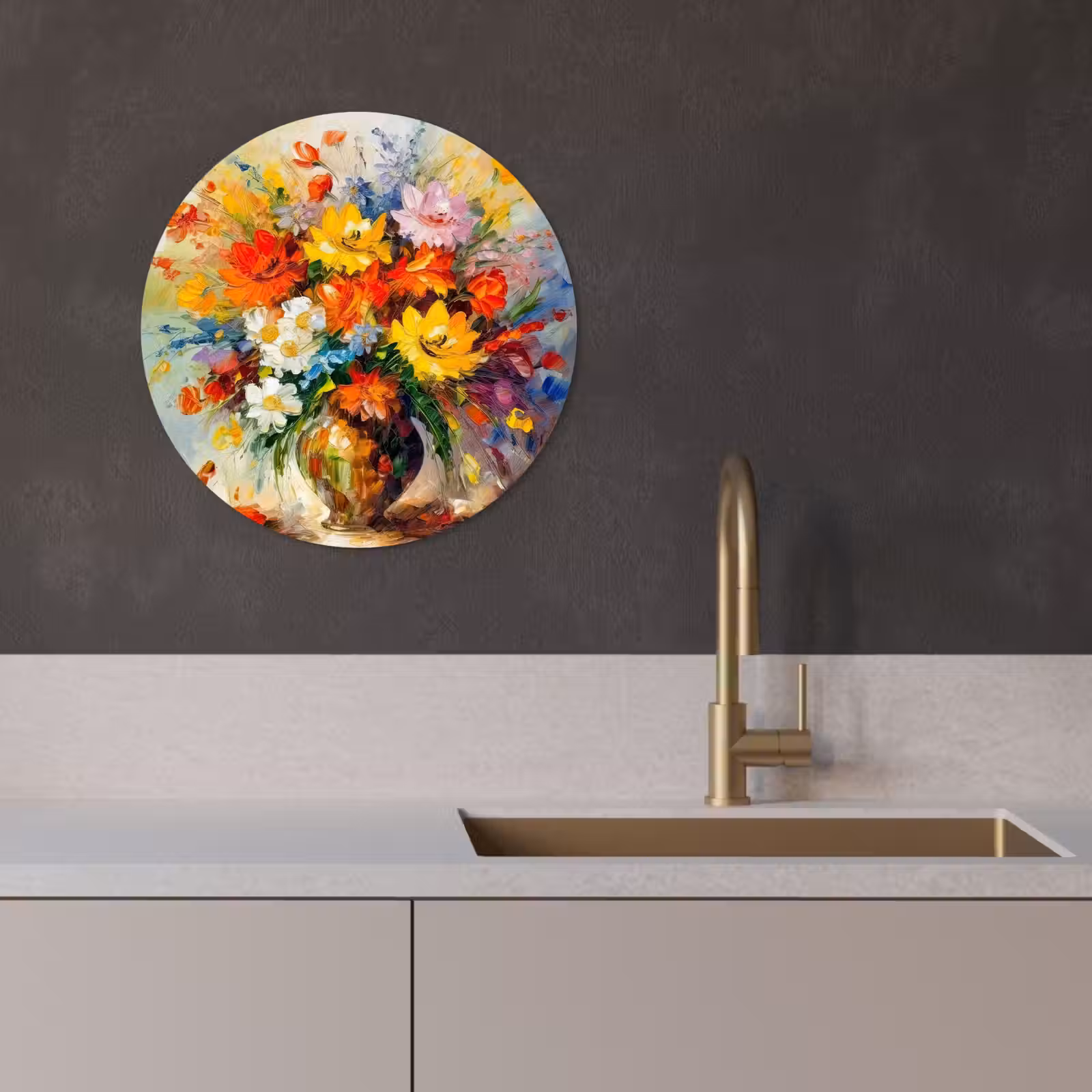 Quadro rotondo - Esplosione di colore impressionista — 1