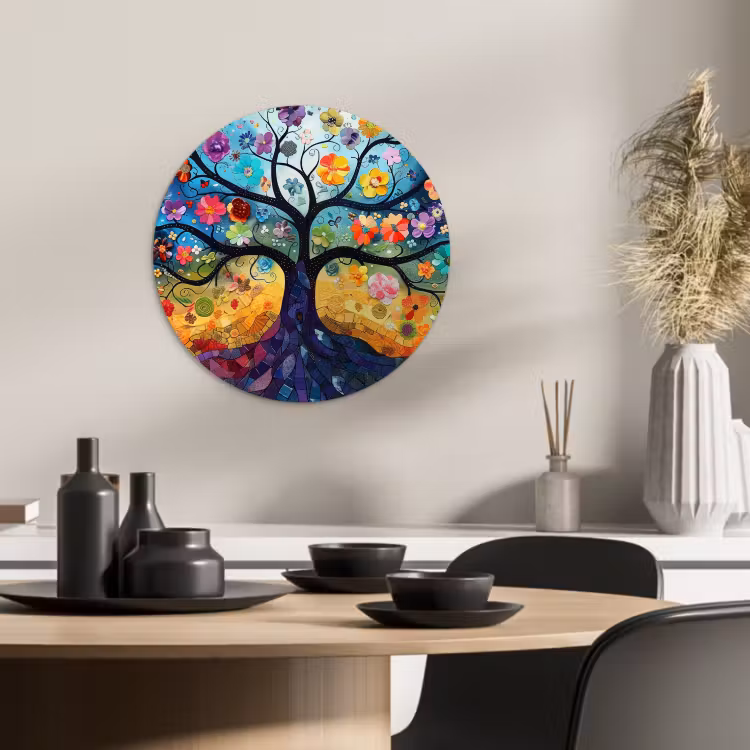 Quadro rotondo - Albero della vita in mosaico colorato — 4