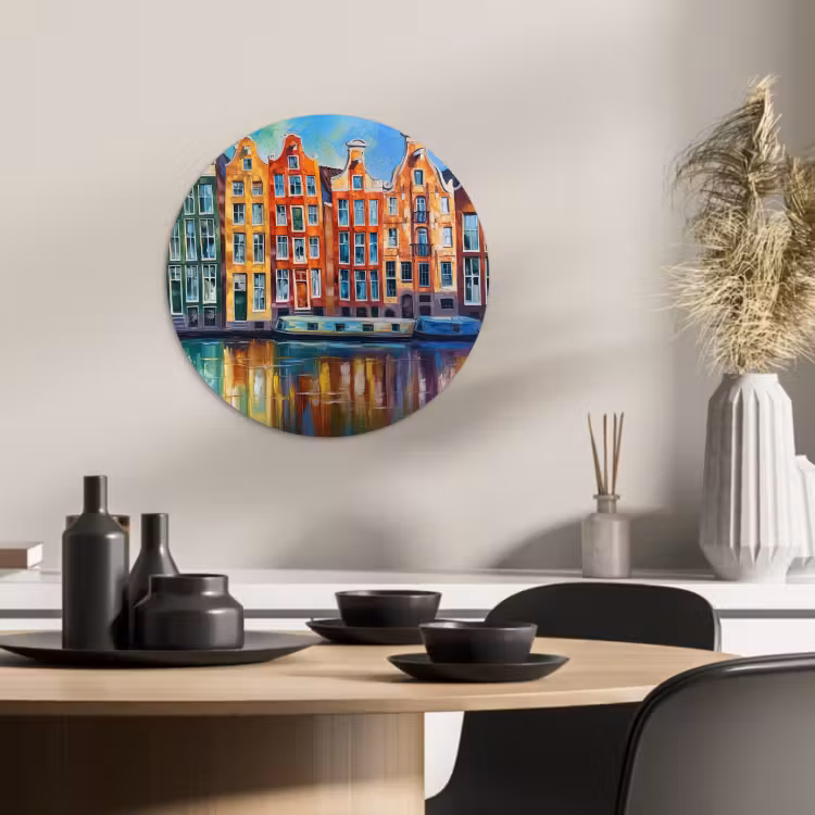 Quadro rotondo - Case sul canale di Amsterdam — 1