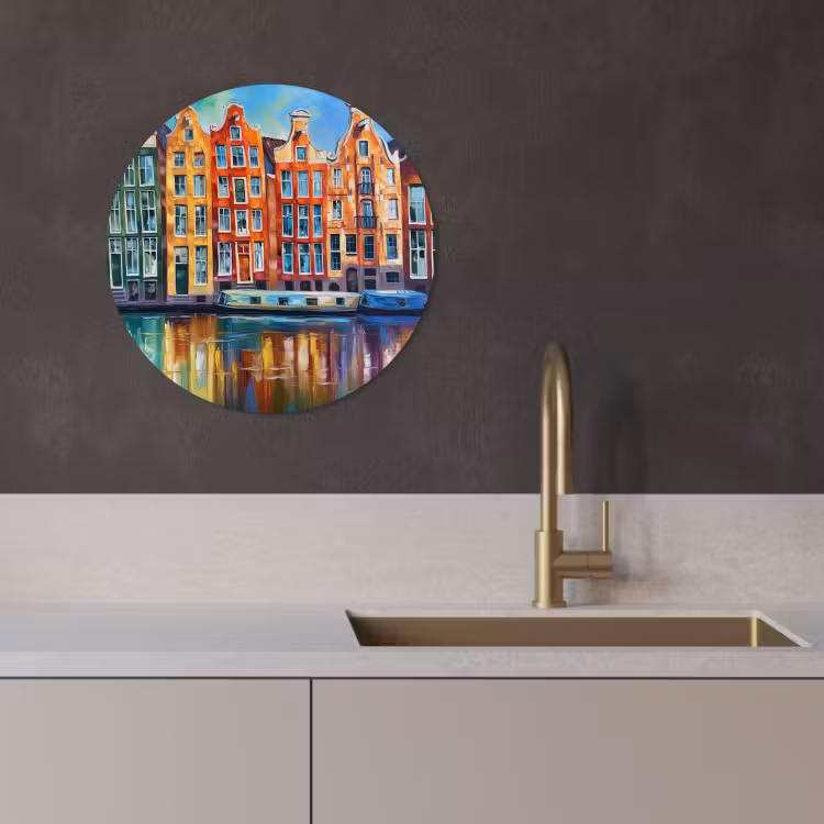 Quadro rotondo - Case sul canale di Amsterdam — 3