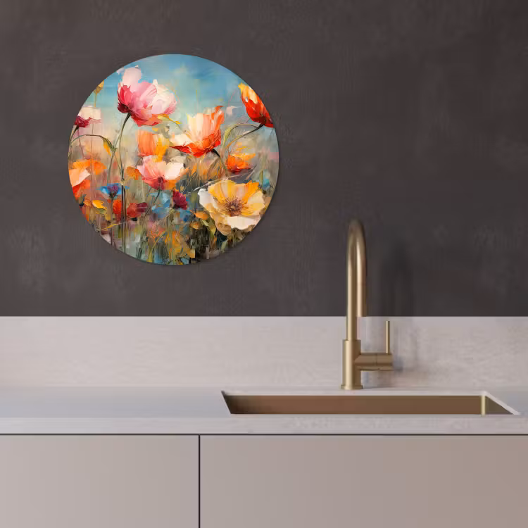 Quadro rotondo - Esplosione di colori in fiore — 1