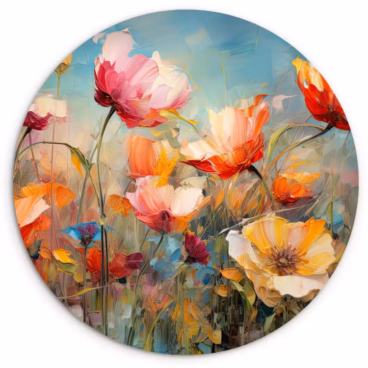 Quadro rotondo - Esplosione di colori in fiore — 2