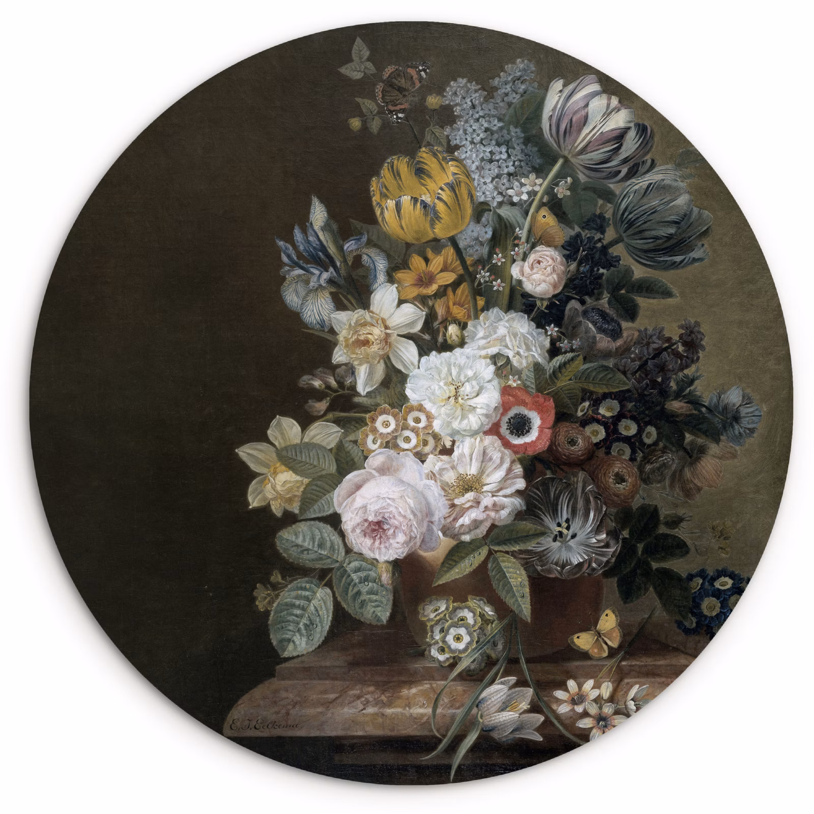Quadro rotondo - Natura morta con fiori — 1