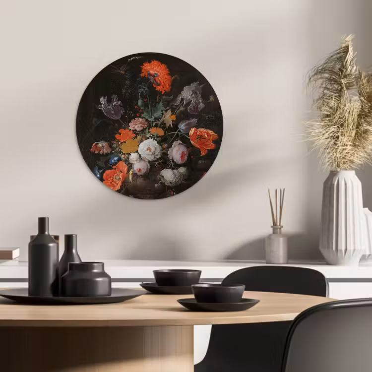 Quadro rotondo - Natura morta con fiori e orologio — 2
