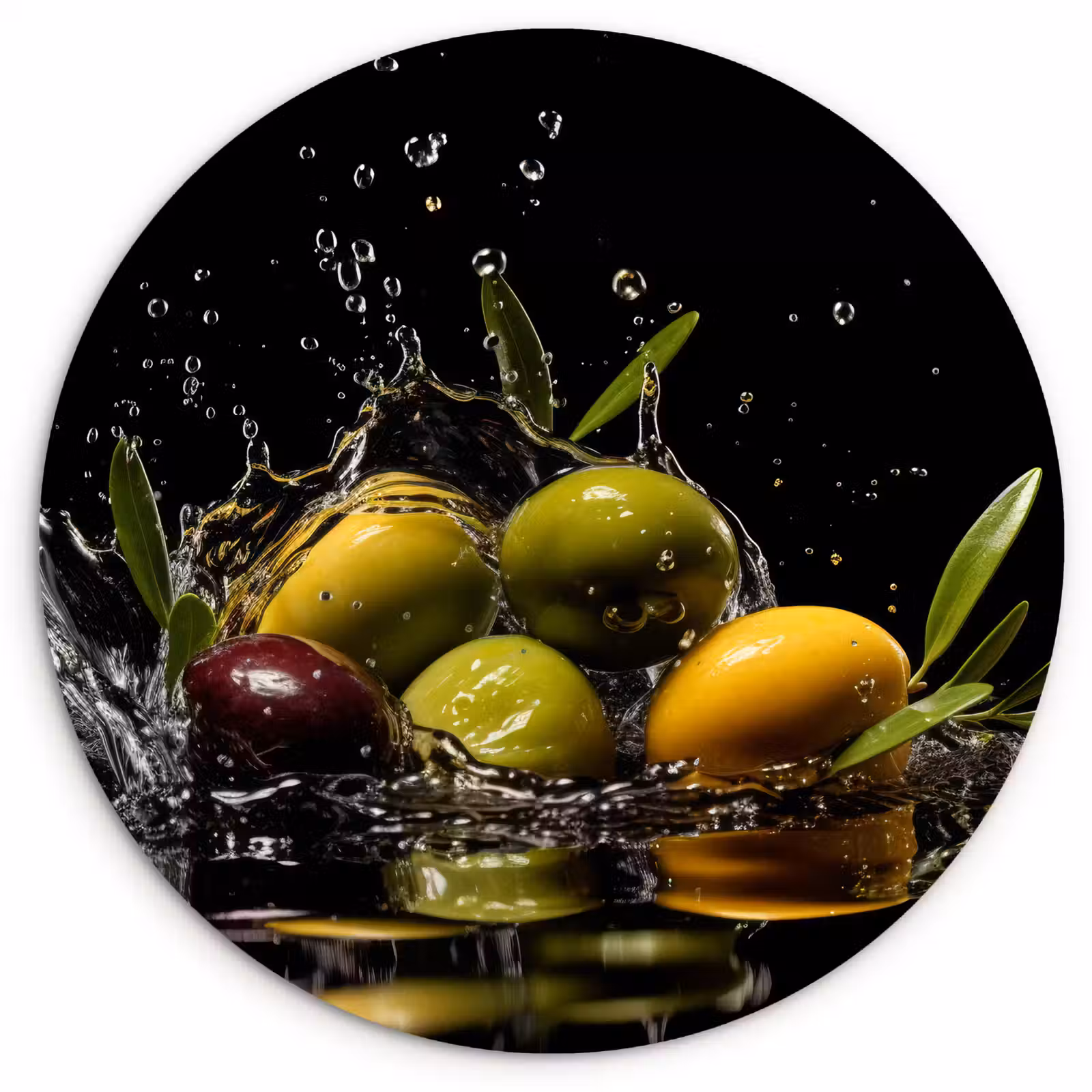 Quadro rotondo - Olive - Verde - Acqua - Nero — 1