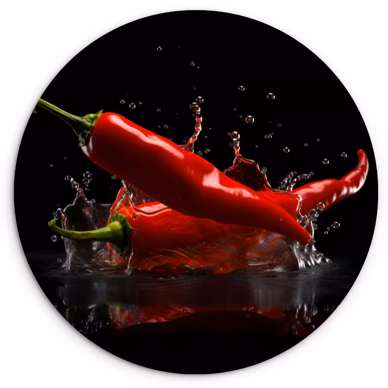 Quadro rotondo - Pepe - Rosso - Nero - Acqua - Vegetale — 1
