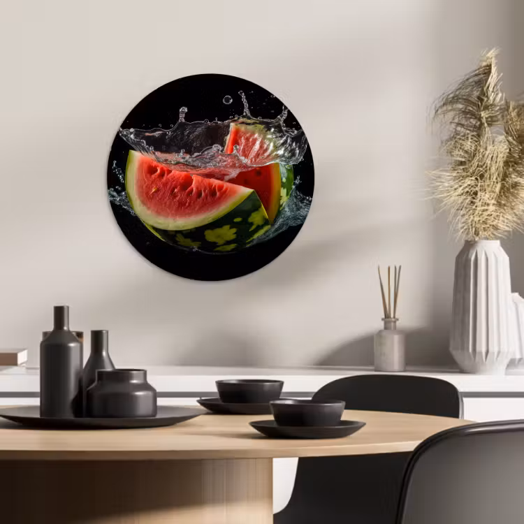 Quadro rotondo - Anguria - Nero - Acqua - Frutta - Melone — 3