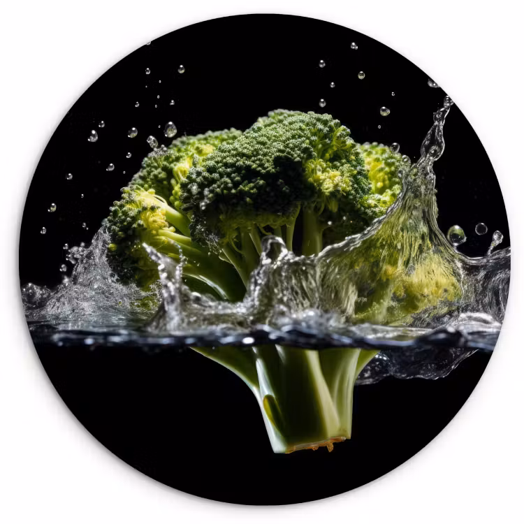 Quadro rotondo - Broccoli - Verde - Acqua - Nero — 1